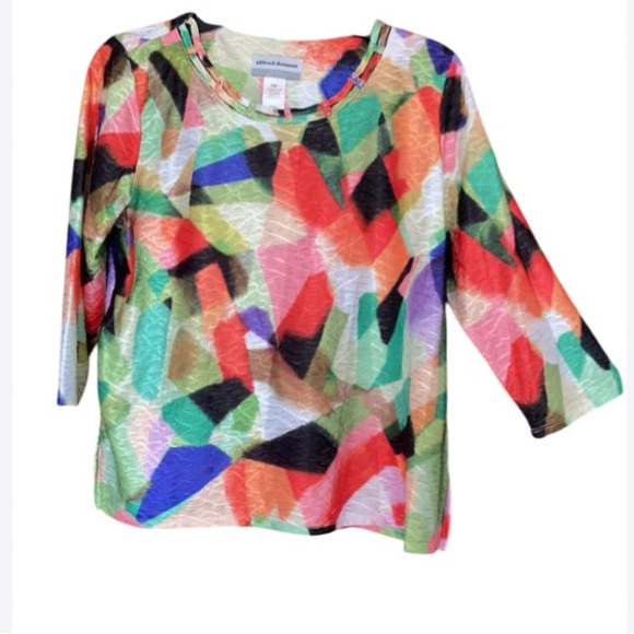 Alfred Dunner Tops - 3/$45 Alfred Dunner abstract colorful print top embellished neckline casual PM